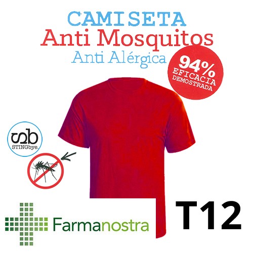 Camiseta antimosquitos stingbye camiseta manga corta  | talla t12 | color rojo